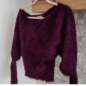 For love or lemons - fuzzy sweater with puff sleeves - size small.